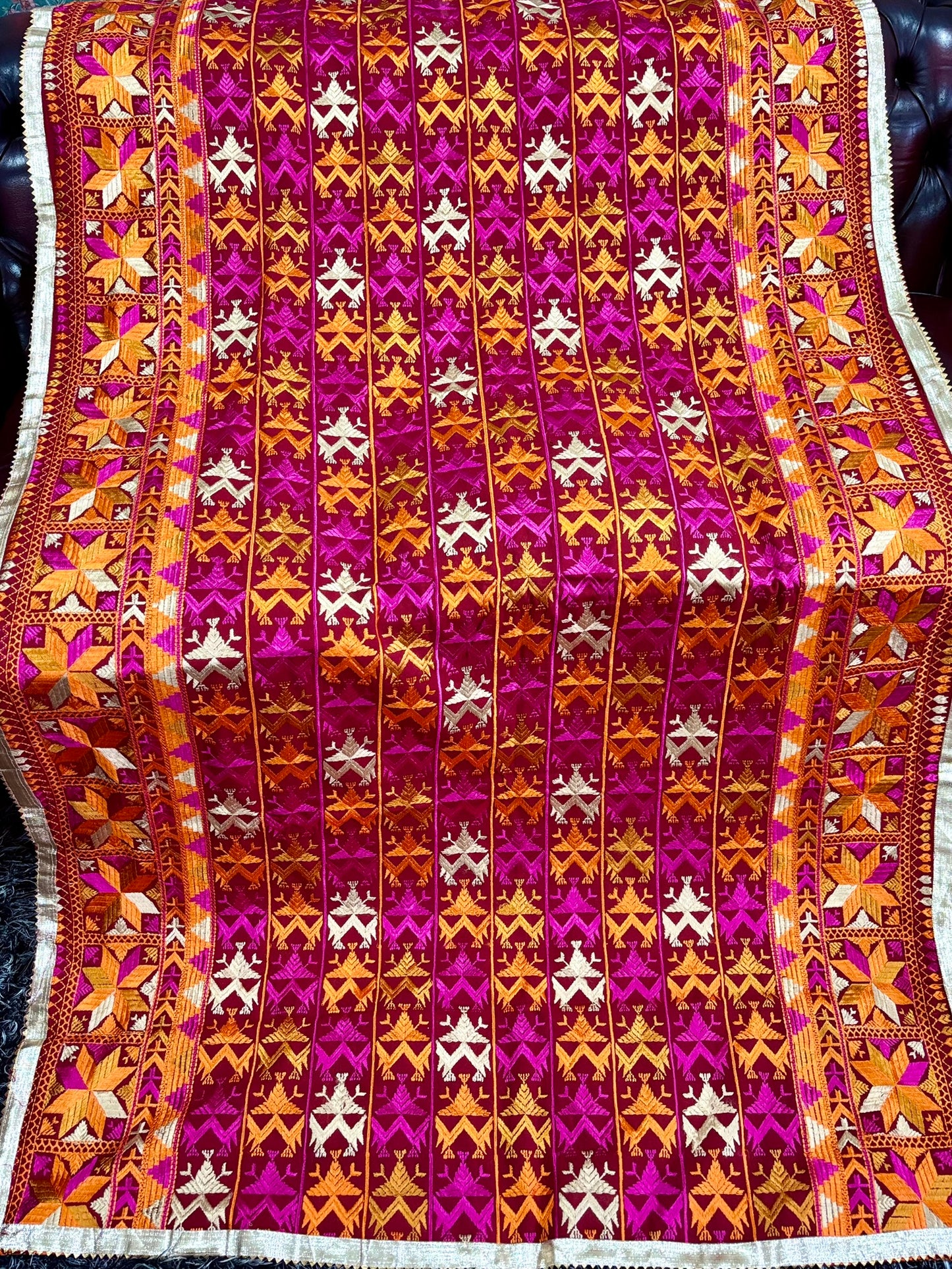Magenta Khaddar Bagh Phulkari Dupatta
