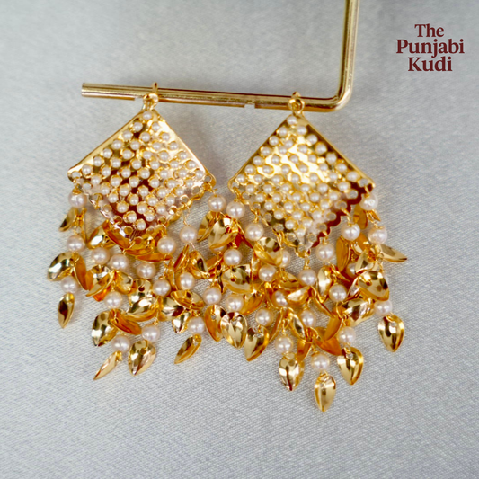 Jadau Jhallar Pippal Patti Earrings