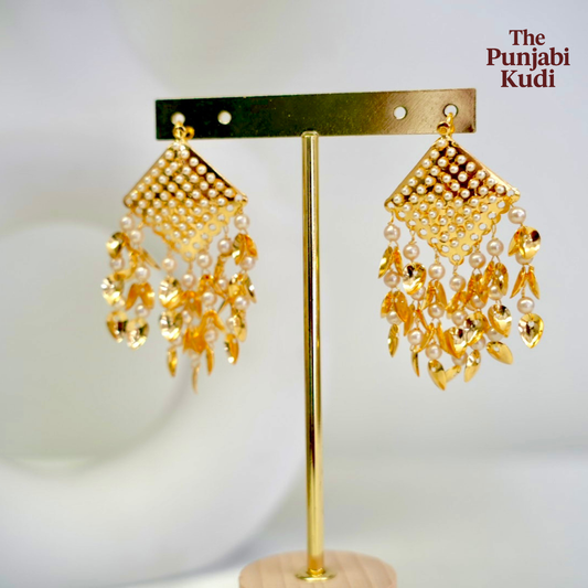 Jadau Jhallar Pippal Patti Earrings