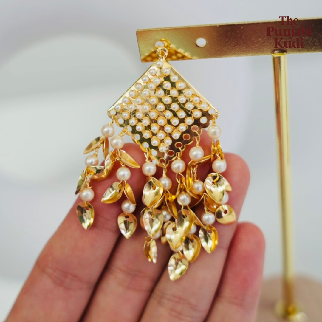 Jadau Jhallar Pippal Patti Earrings