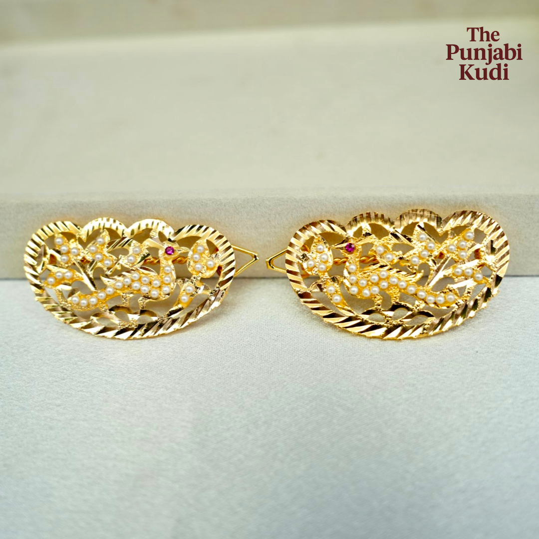 Traditional Morni Jadau Hair Clips