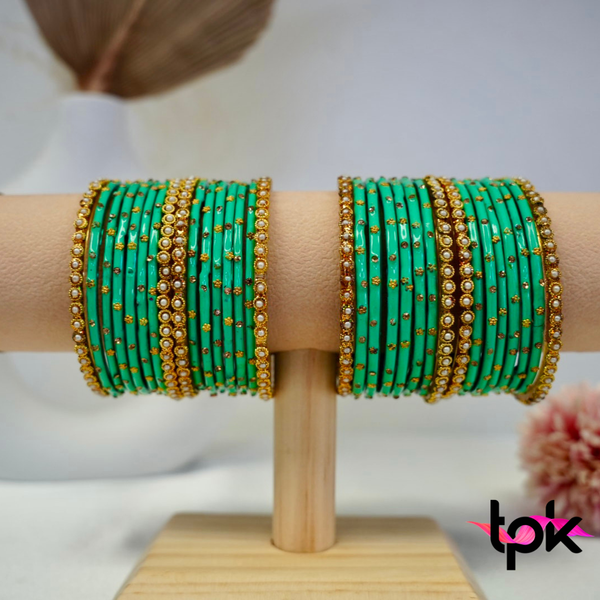 Green Glass Bangle Set