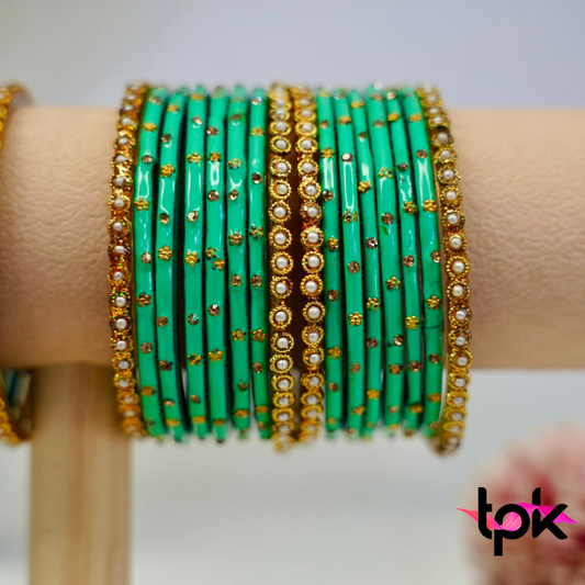 Rangrez Glass Bangle Set - Green