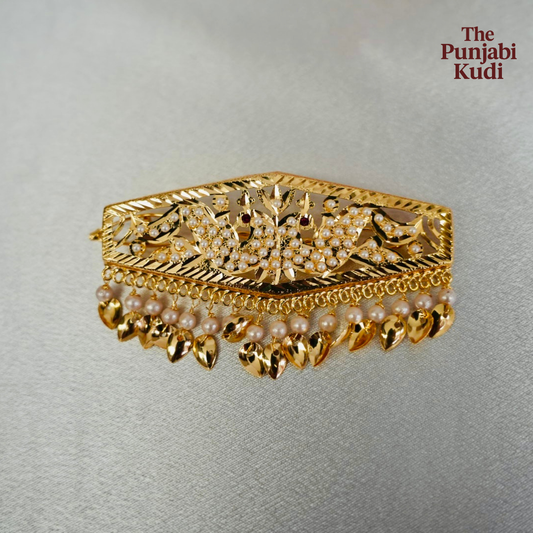 Traditional Morni Long Jadau Hair Clip