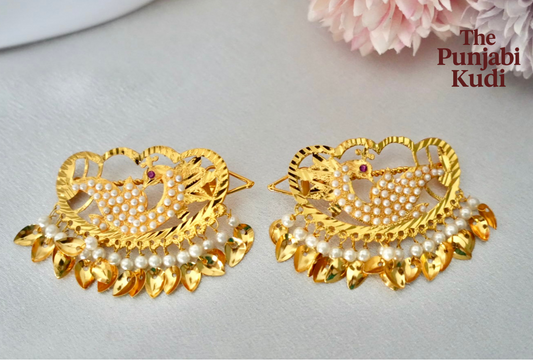 Traditional Morni Jadau Pippal Patti Hair Clips