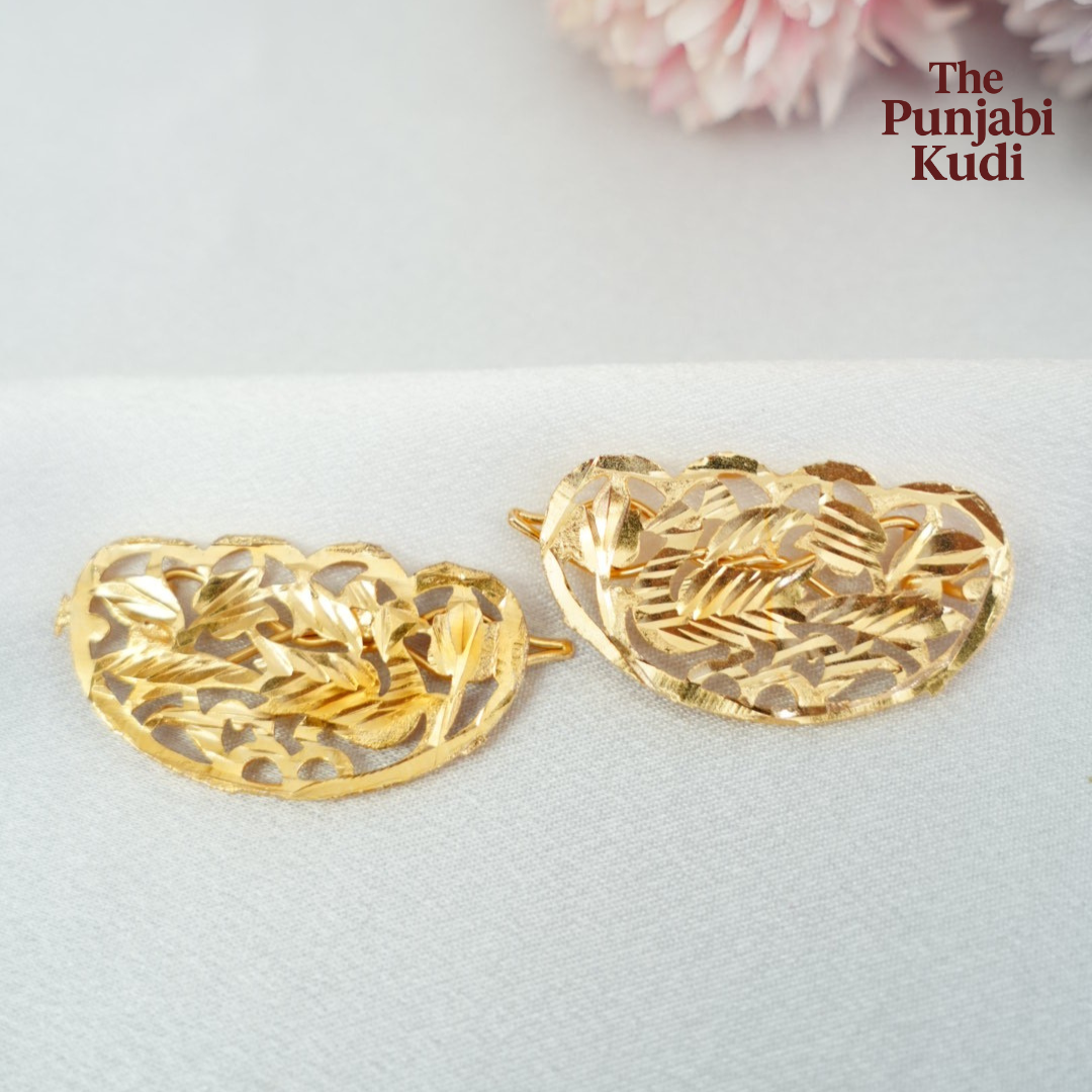Gold Finished Morni Patra Hair Clips