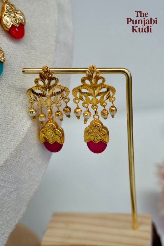 Punjabi Traditional Dakh Set with Multi color Stones