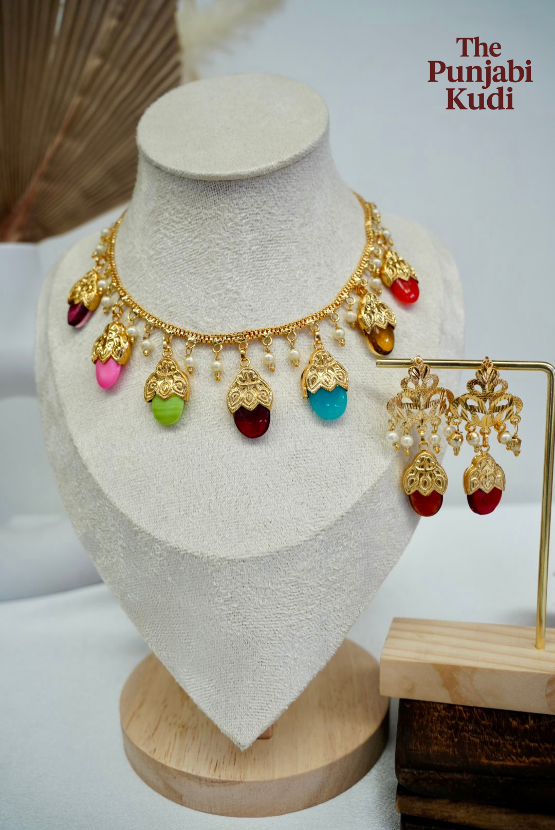 Punjabi Traditional Dakh Set with Multi color Stones