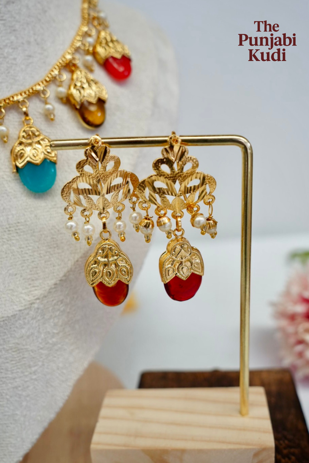 Punjabi Traditional Dakh Set with Multi color Stones