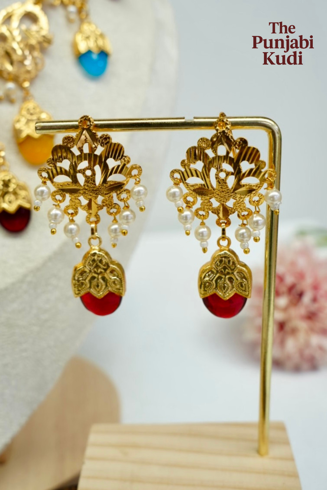 Punjabi Traditional Dakh Set with Tikka in Multicolor Stones