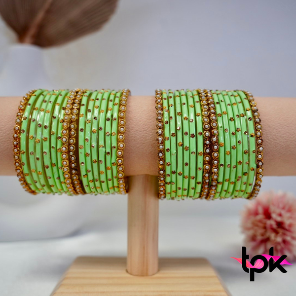 Apple Green Glass Bangle Set