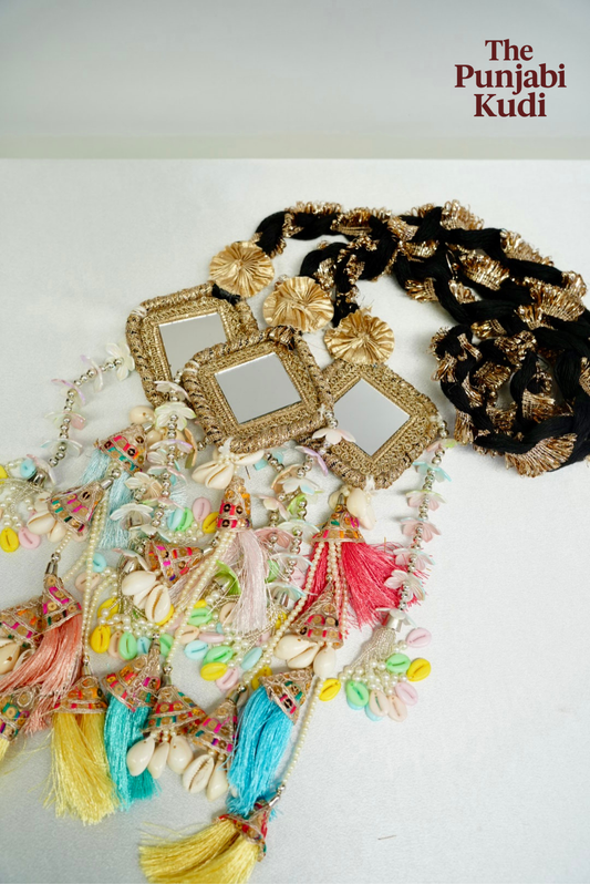 Pastel Mirror Paranda - Ethnic Punjabi Hair Accessory