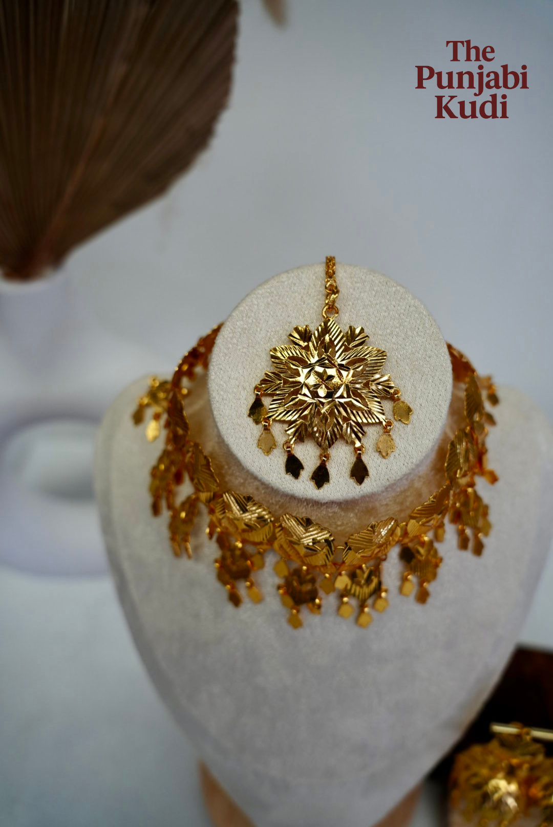 Patra Traditional Punjabi Pipple Patti Tikka set with Jhumki