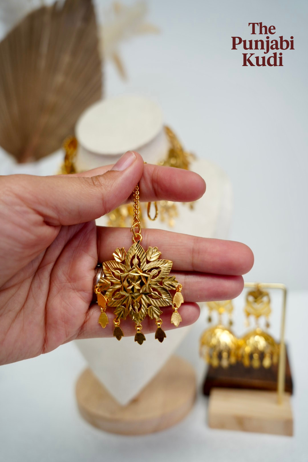 Patra Traditional Punjabi Pipple Patti Tikka set with Jhumki