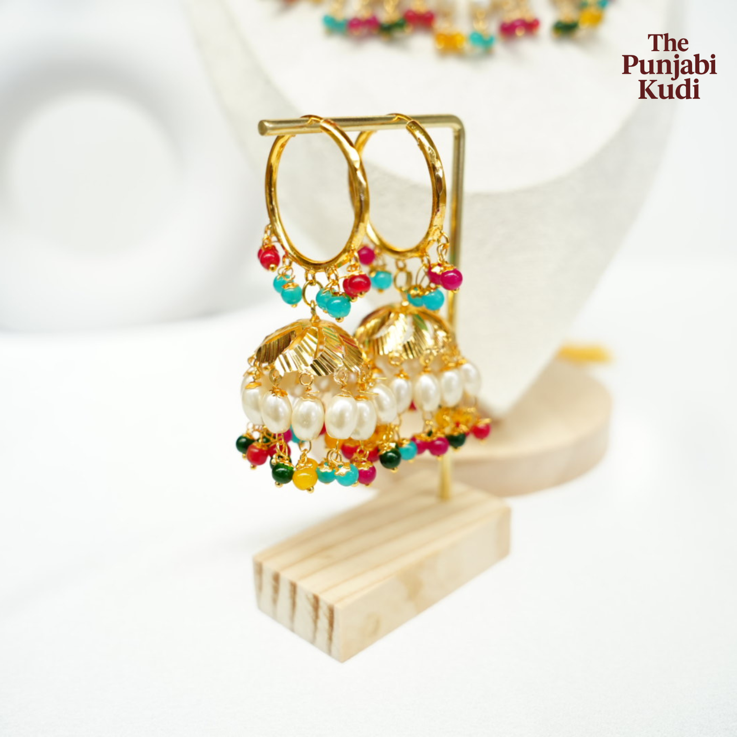 Traditional Punjabi Pattra Choker Tikka Set with Wallian in Multi color