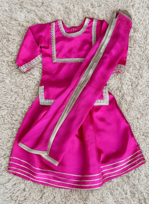 Silk Lehenga Choli with Chinnon Dupatta (1-5 Years)