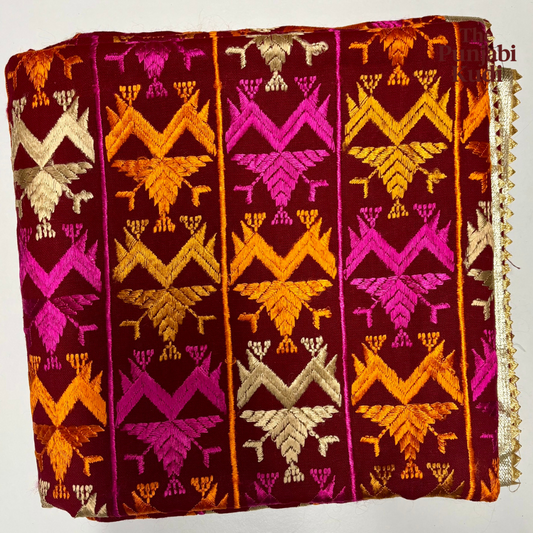 Magenta Khaddar Bagh Phulkari Dupatta