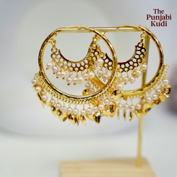 Gold Finished Pippal Patti Bali