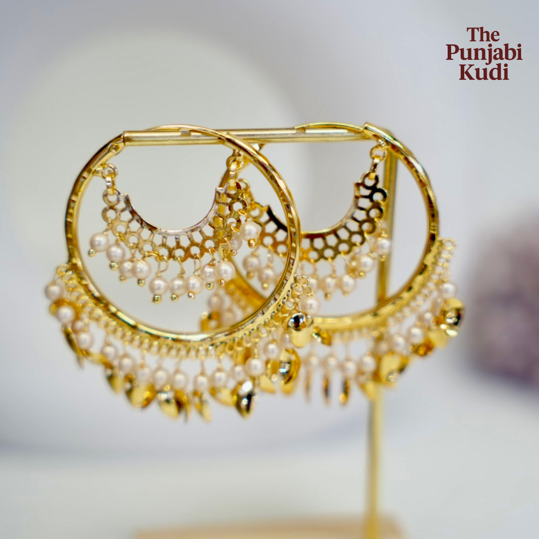 Gold Finished Pippal Patti Bali