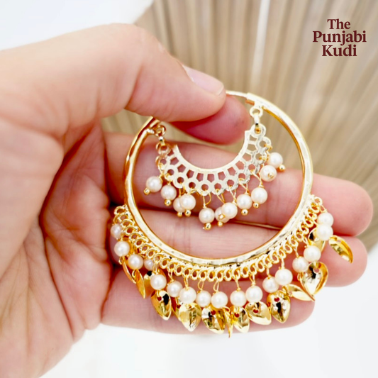 Gold Finished Pippal Patti Bali