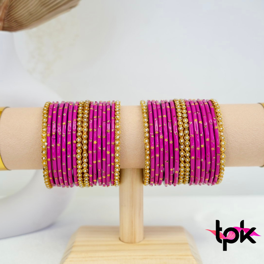Rangrez Glass Bangle Set - Purple Pink