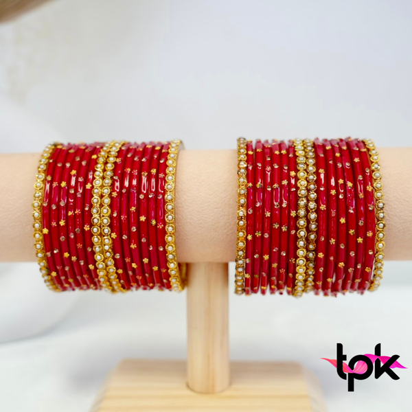 Red Glass Bangle Set