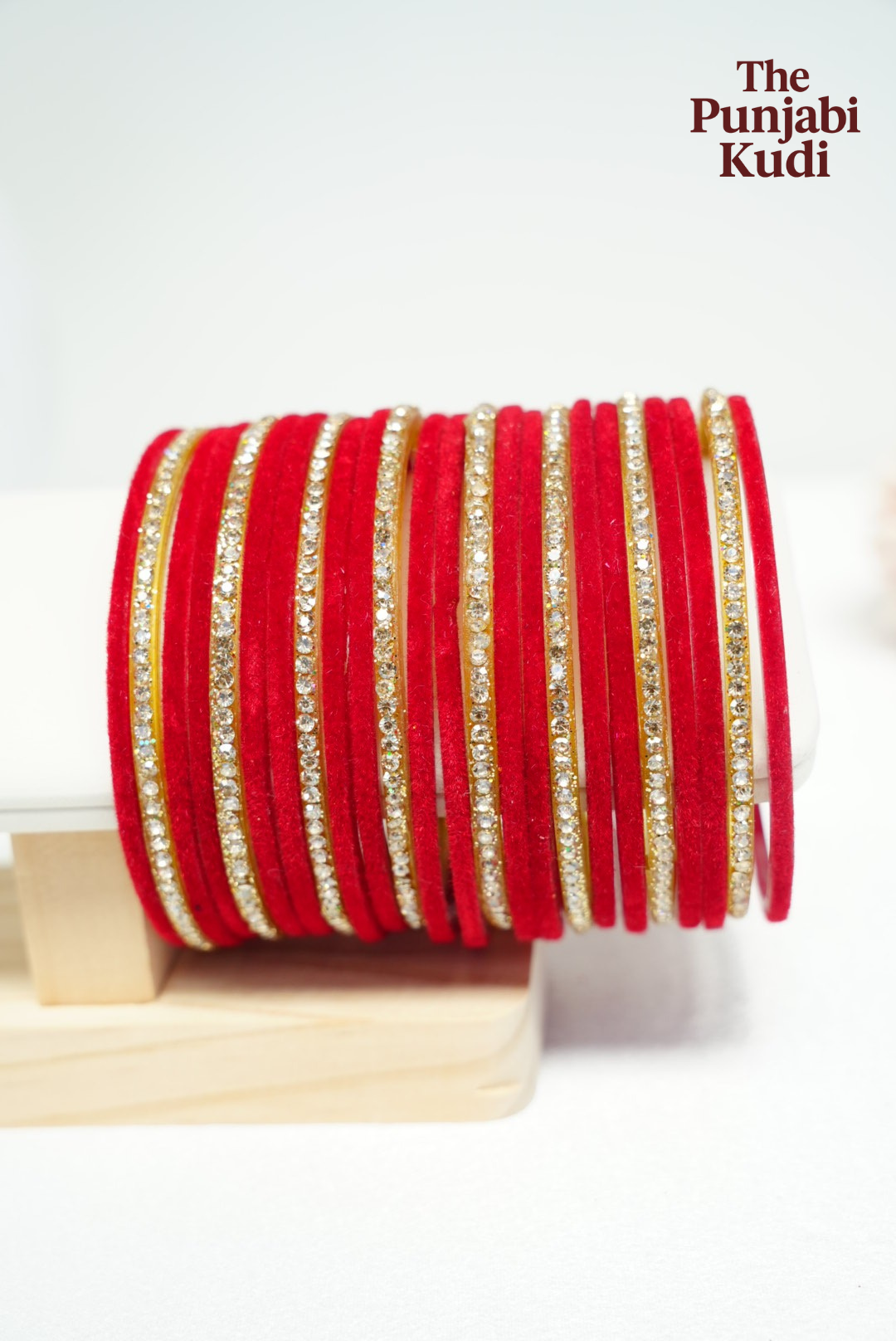 Red Velvet Golden Chuda Glass Bangles