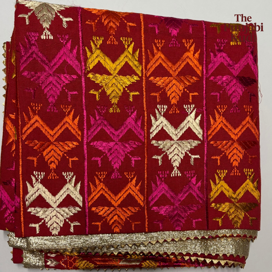Red Khaddar Bagh Phulkari Dupatta