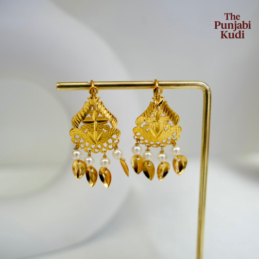 Gold Finished Small Traditional Earrings