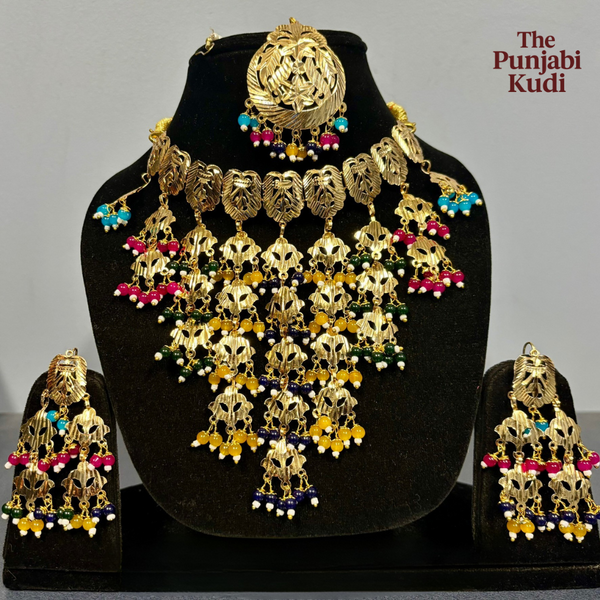 Virsa Gold Plated Choker & Earing Set Multicolor