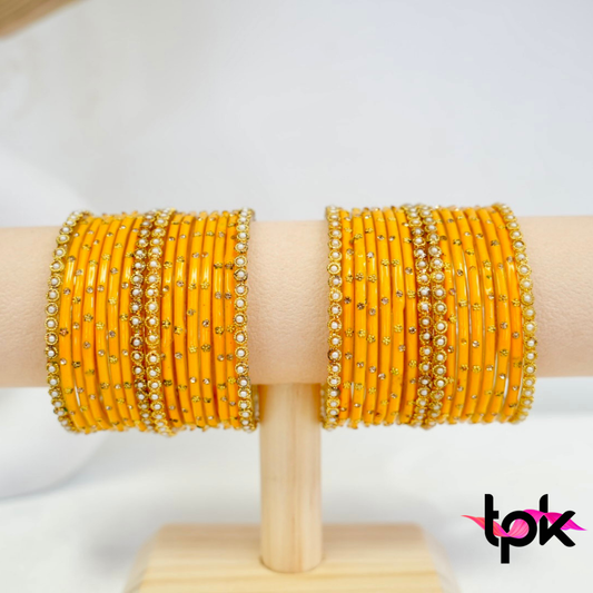 Rangrez Glass Bangle Set - Yellow