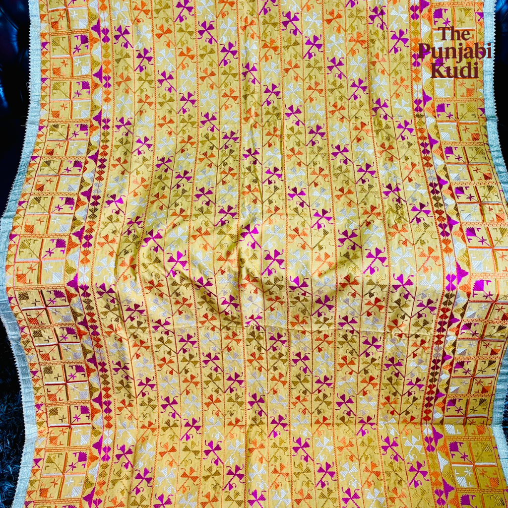 Yellow Khaddar Bagh Phulkari Dupatta